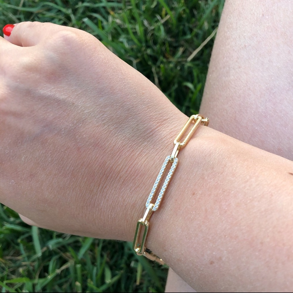 14K Gold Plated Vermeil Paperclip Link Bracelet